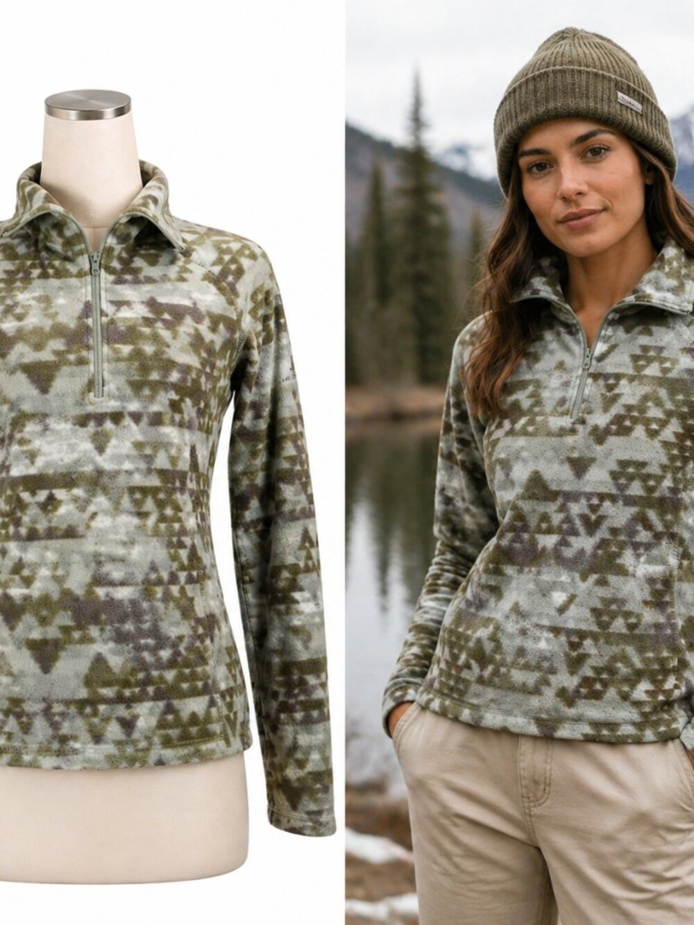 Columbia Arctic Air Half Zip Fleece XS Southwest Print Outdoor Gorpcore Pullover